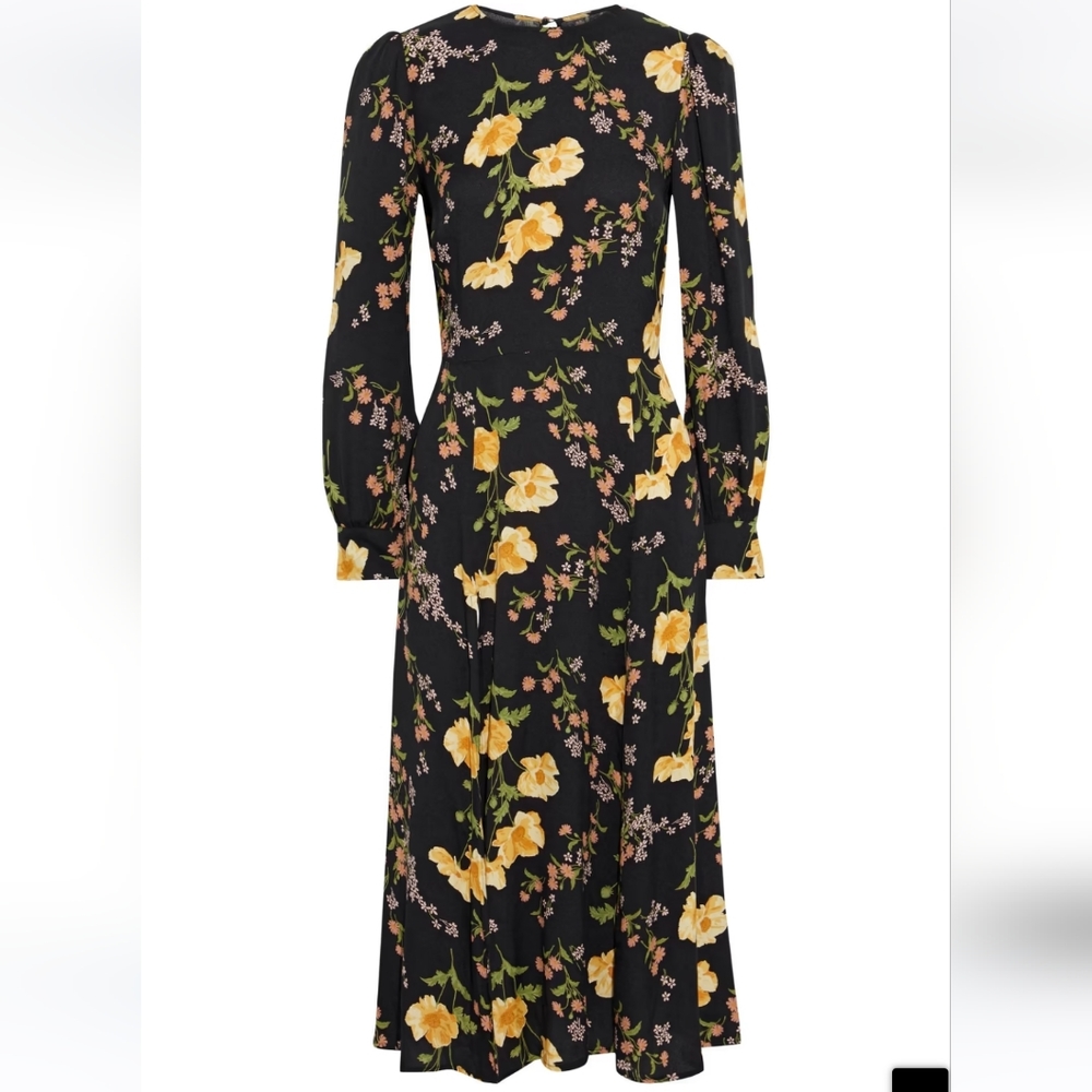 Reformation Creed split-front floral-print crepe midi dress